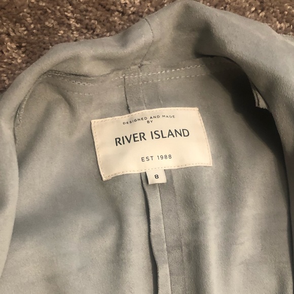 river island grey suede trench jacket - Picture 3 of 5